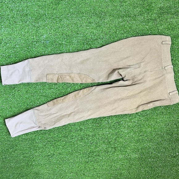 Tuff Rider Youth Equestrian Riding Tights SZ 14 Breeches (3) Khaki Riding Pants - Picture 15 of 16